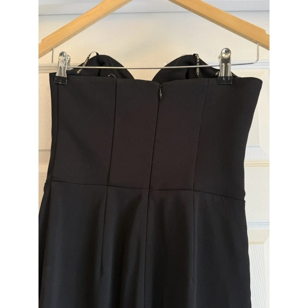 Amanda Urichard Jumpsuit Women P Black Strapless Sweetheart V-Notch Tapered Leg